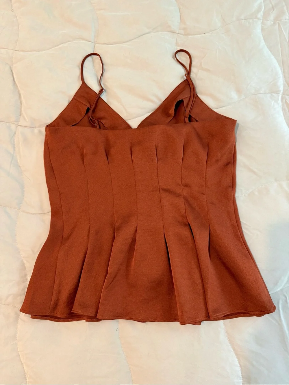 Express Rust Button-Front Pleated Cami Top - Picture 2 of 2
